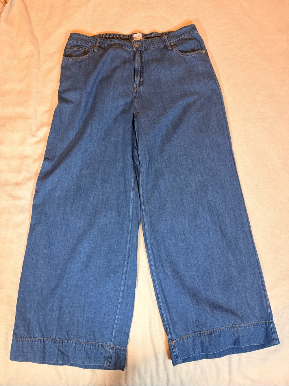 Crown & Ivy Wide Leg Jeans Size 14W High Rise Cropped Denim